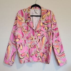 Vibrant Paisley Blazer in Pink and Yellow